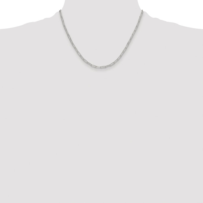 High-Quality 3.15mm Sterling Silver Paperclip Chain, Stylish Rhodium Plating-4