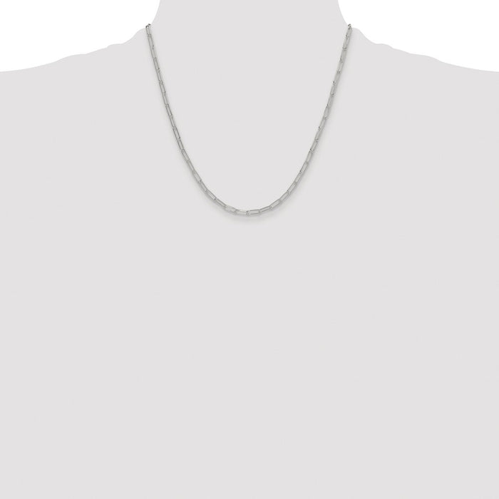 Buy Stylish 3.15mm Polished Sterling Silver Rhodium-Plated Paperclip Chain-4