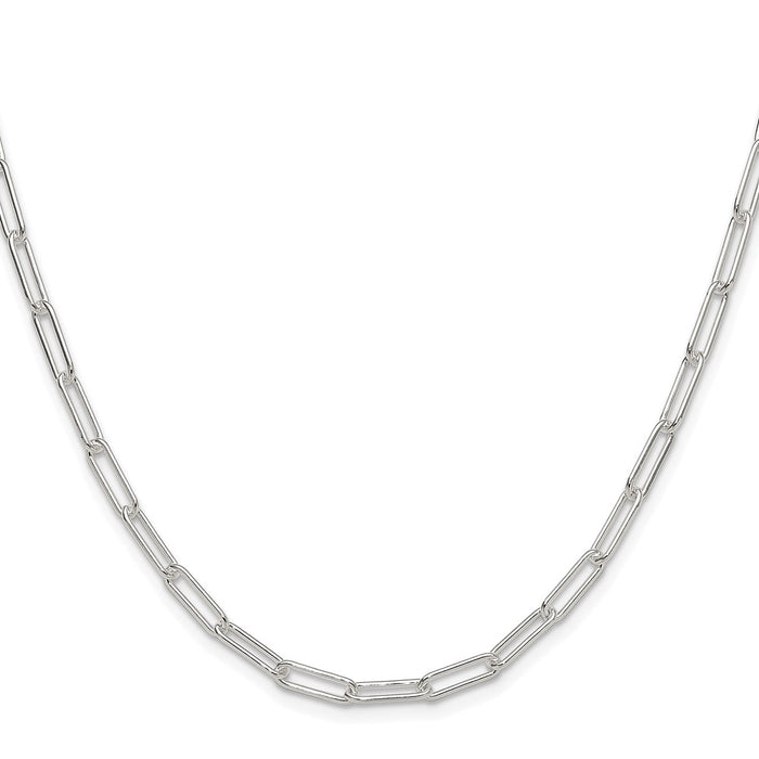 Buy Stylish 3.5mm Rhodium-Plated Sterling Silver Elongated Cable Chain-2