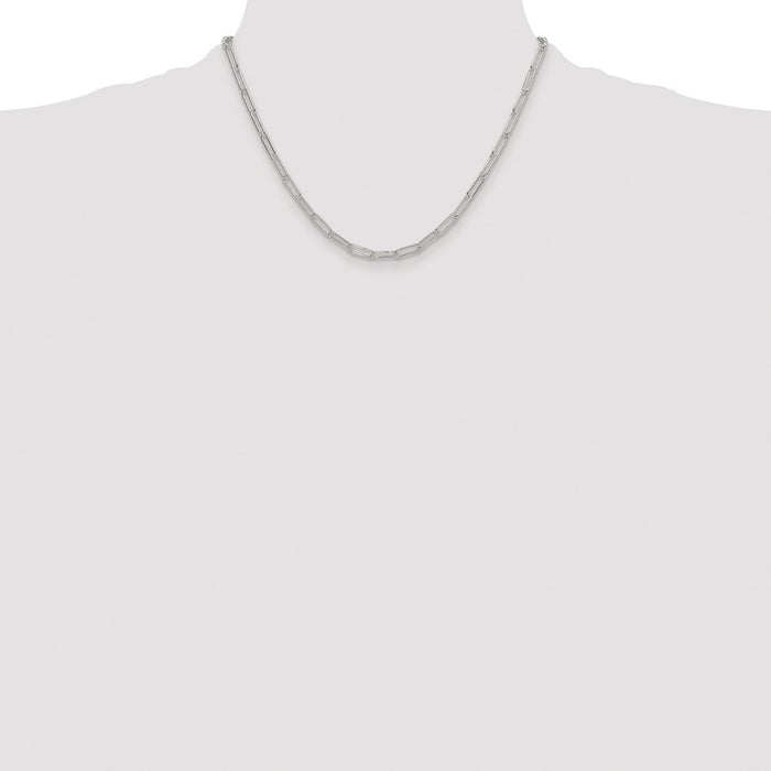 Buy Stylish 3.5mm Rhodium-Plated Sterling Silver Elongated Cable Chain-4