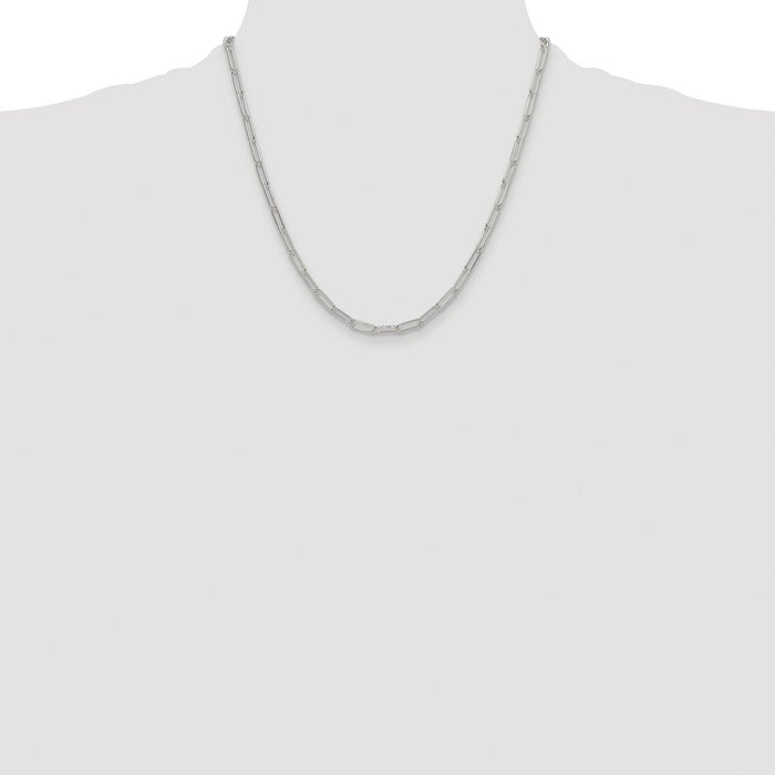 Buy Exclusive 3.5mm Polished Elongated Cable Chain in Rhodium-Plated Silver-4