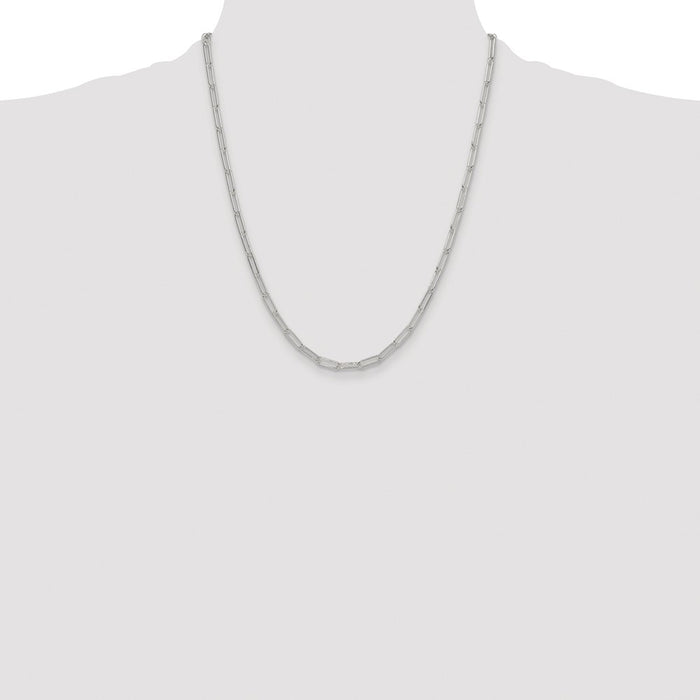 Buy Exclusive 3.5mm Polished Elongated Cable Chain in Rhodium-Plated Silver-4