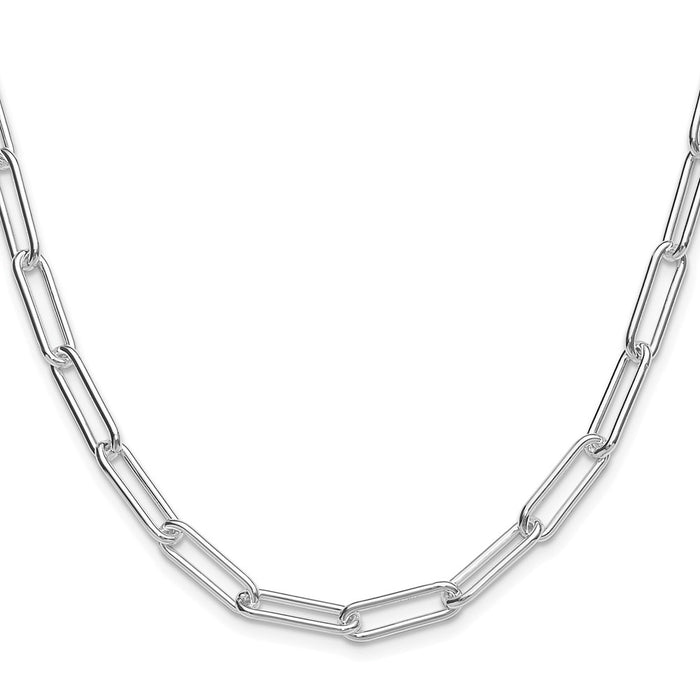 Buy Stylish 5.5mm Polished Sterling Silver Rhodium-Plated Paperclip Chain-2