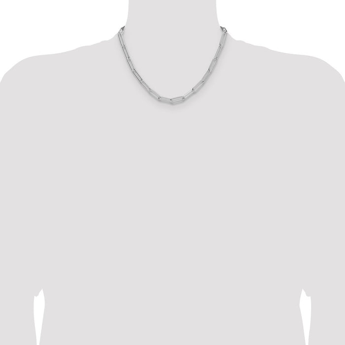 Buy Stylish 5.5mm Polished Sterling Silver Rhodium-Plated Paperclip Chain-4