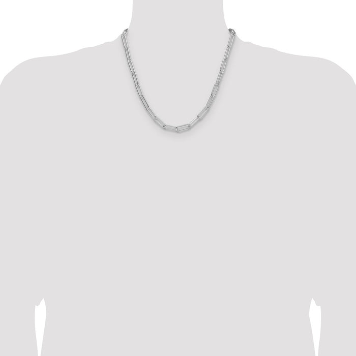 Buy Stylish 5.5mm Polished Sterling Silver Rhodium-Plated Paperclip Chain-4