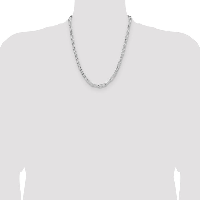 Exclusive 5.5mm Rhodium-Plated Sterling Silver Paperclip Chain - Stylish Value!-4