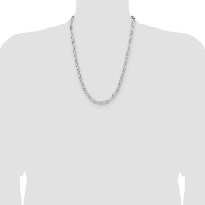 Exclusive 5.5mm Sterling Silver Paperclip Chain - Luxury Rhodium-Plated Design-4
