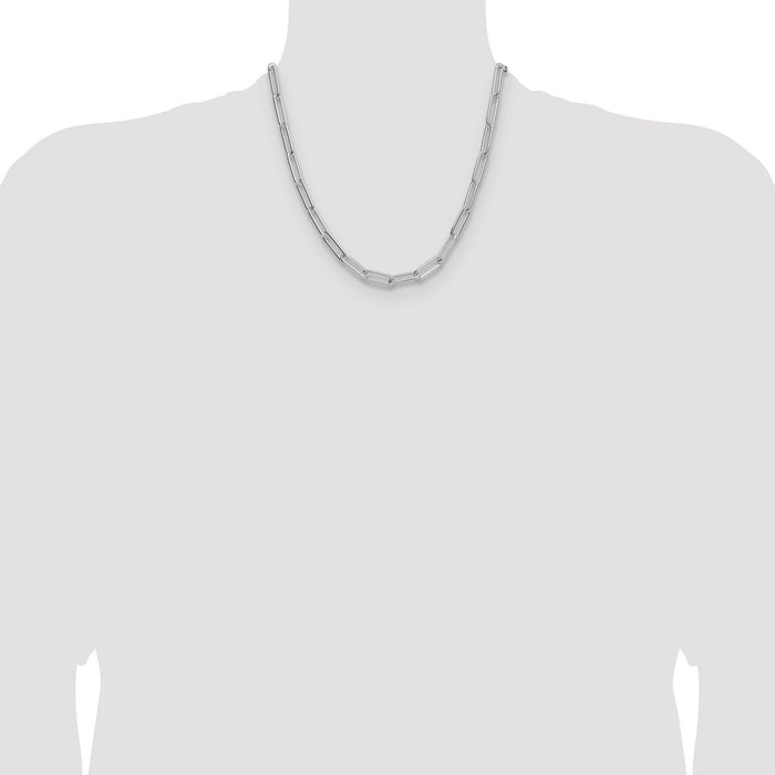 Buy Stylish 6.5mm Polished Sterling Silver Rhodium-Plated Paperclip Chain-4