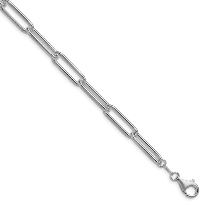 Buy Stylish 6.5mm Polished Sterling Silver Rhodium-Plated Paperclip Chain-1
