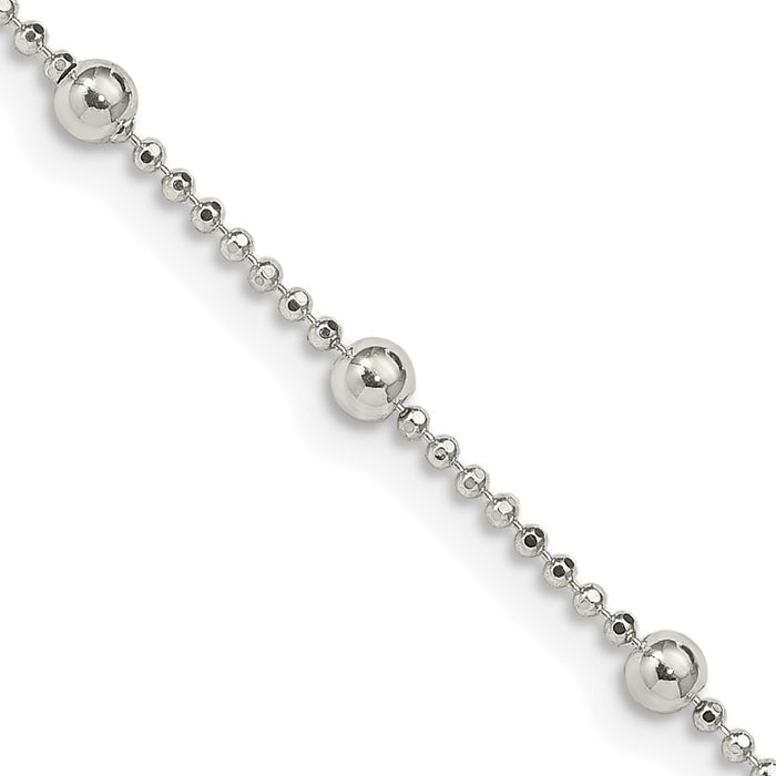 Buy Stylish Diamond-Cut Fancy Beaded Chain 1.15mm in Sterling Silver-1