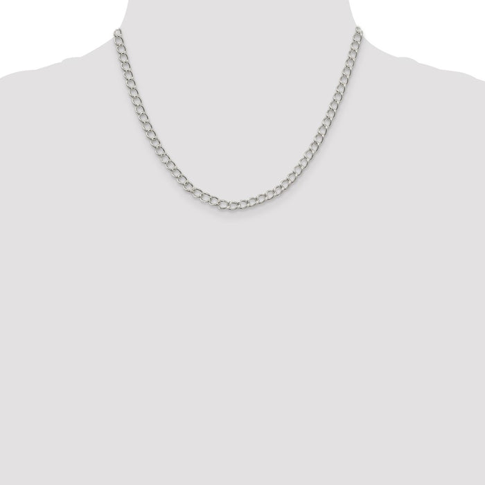 Buy Stylish 4.5mm Sterling Silver Half-Round Open Curb Chain - Luxury Value!-4