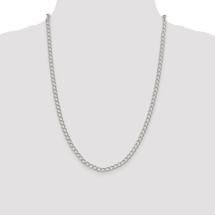Buy Stylish 4.5mm Sterling Silver Half-Round Open Curb Chain - Luxury Value!-4