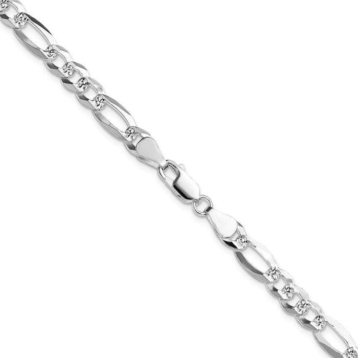 Exclusive 6.1mm Flat Diamond-Cut Pave Figaro Chain in Sterling Silver - Stylish Value-3
