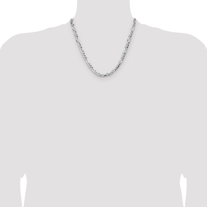 Exclusive 6.1mm Flat Diamond-Cut Pave Figaro Chain in Sterling Silver - Stylish Value-4
