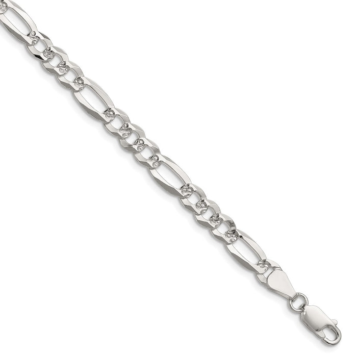 High-Quality 6.1mm Sterling Silver Diamond-Cut Figaro Chain - Stylish & Affordable-1