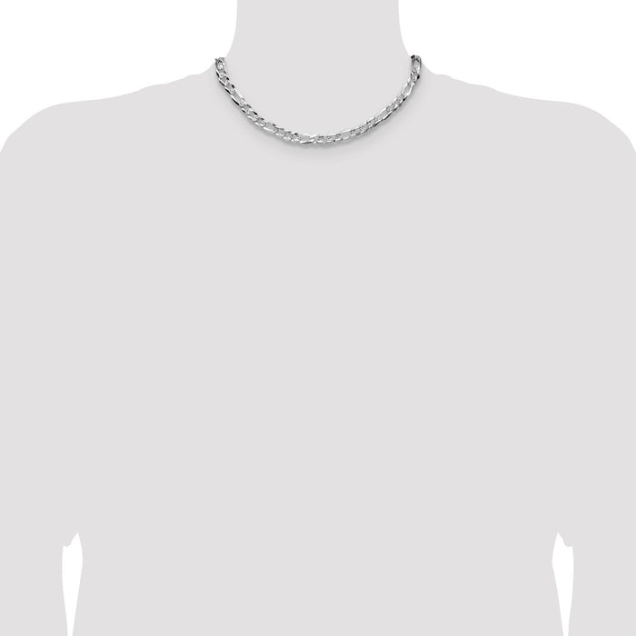 Exclusive Sterling Silver 7.0mm Flat Diamond-Cut Figaro Chain - Stylish Value!-4