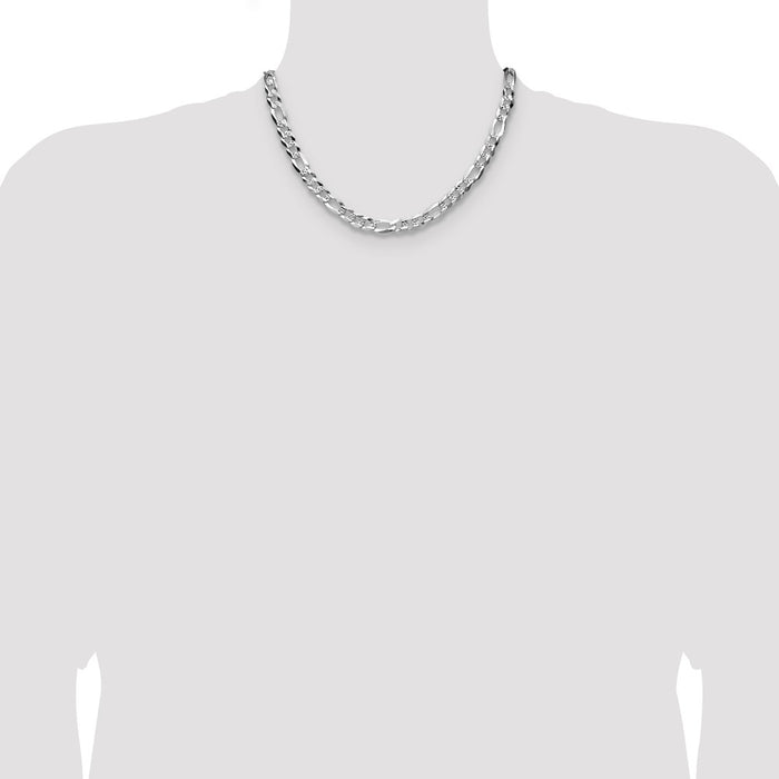 High-Quality 7.0mm Sterling Silver Flat Diamond-Cut Figaro Chain - Stylish Value-4