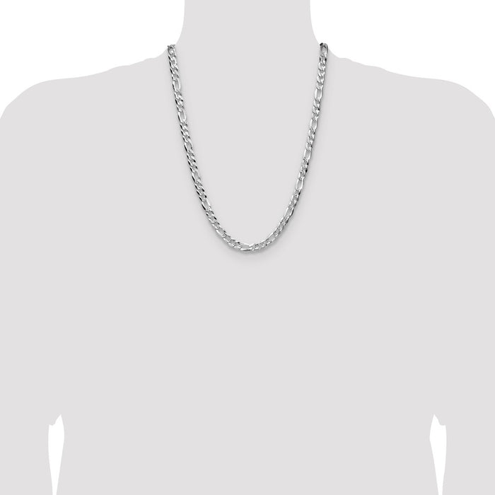 Buy Stylish 7.0mm Sterling Silver Flat Diamond-Cut Figaro Chain - Luxury Value-4