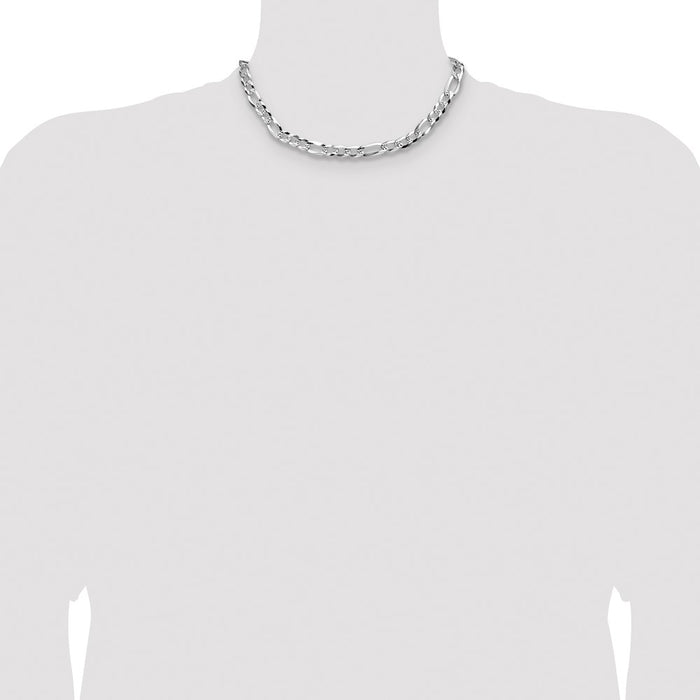 Buy Exclusive 8.0mm Flat Diamond-Cut Pave Figaro Chain in Sterling Silver - Affordable Luxury-4