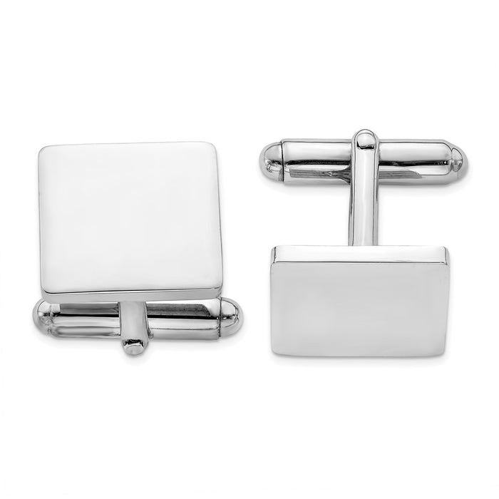 High-Quality Rhodium-Plated Sterling Silver Square Cufflinks | Stylish & Affordable-1