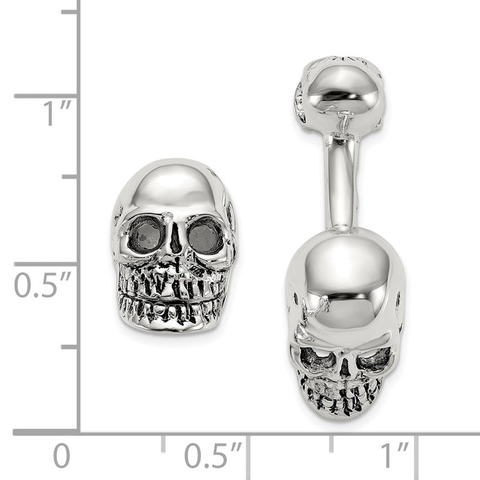 High-Quality Antiqued Sterling Silver Skull Cuff Links | Stylish & Affordable Gift-3