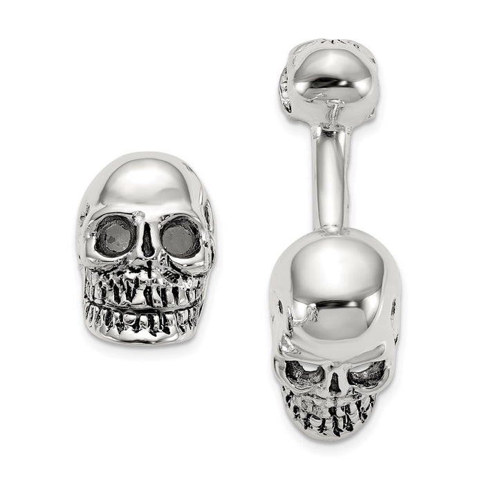 High-Quality Antiqued Sterling Silver Skull Cuff Links | Stylish & Affordable Gift-1