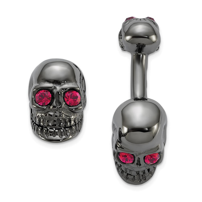 High-quality Ruthenium-Plated Sterling Silver Skull Cufflinks - Stylish Design!-1