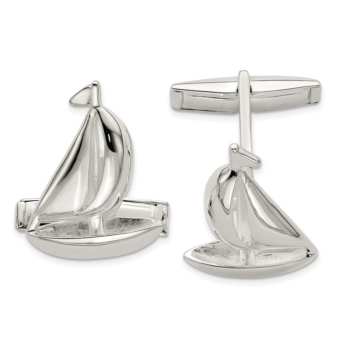 Exclusive Sterling Silver Sailboat Cufflinks - Stylish Design at an Affordable Price-1