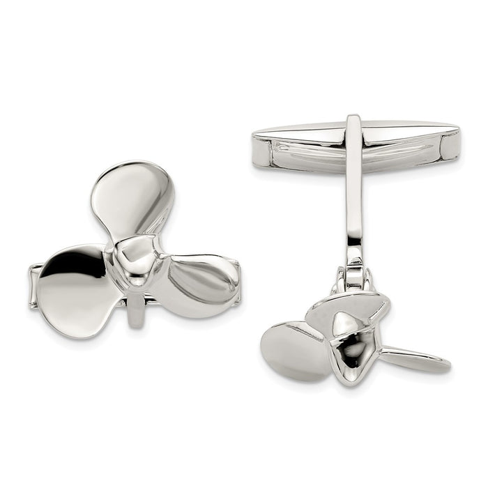 Exclusive Sterling Silver Propeller Cufflinks - Stylish Design, Affordable Price-1