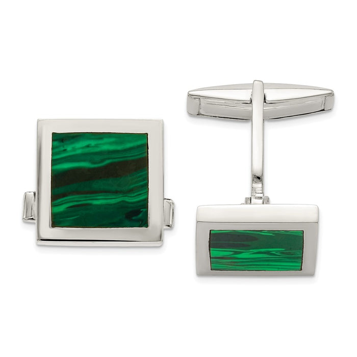 Exclusive Sterling Silver Malachite Cufflinks - Stylish & Affordable Luxury-1