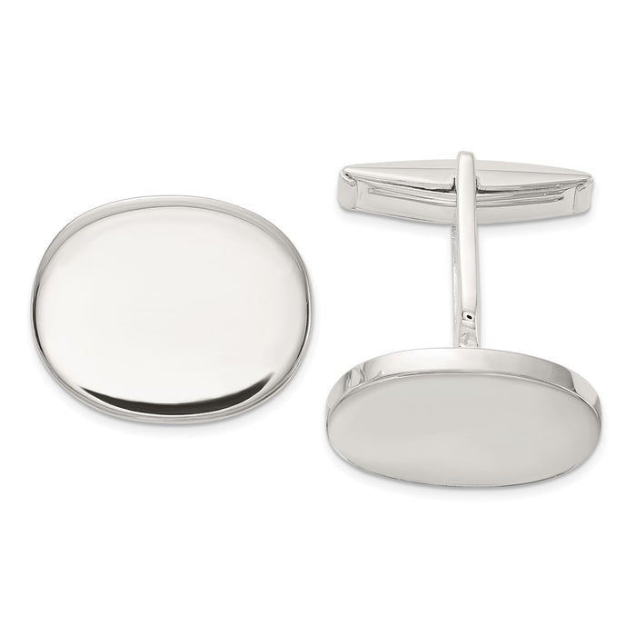 Exclusive Polished Oval Sterling Silver Cuff Links - Stylish & Affordable Luxury-1
