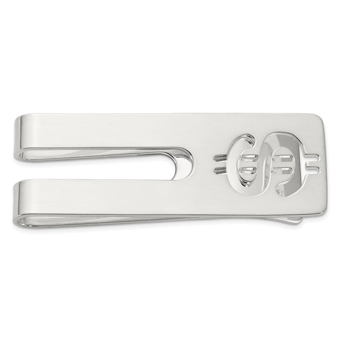 Buy Stylish Rhodium-Plated Sterling Silver Dollar Sign Money Clip - 2.5"-1