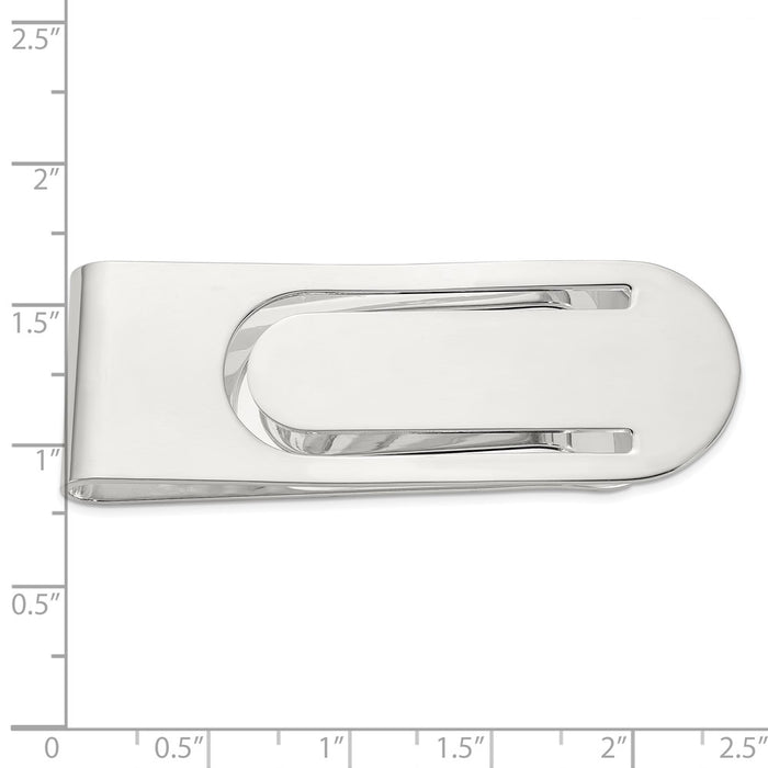 Buy Stylish Polished Rhodium-Plated Sterling Silver Money Clip - 0.85mm Thin Design-3