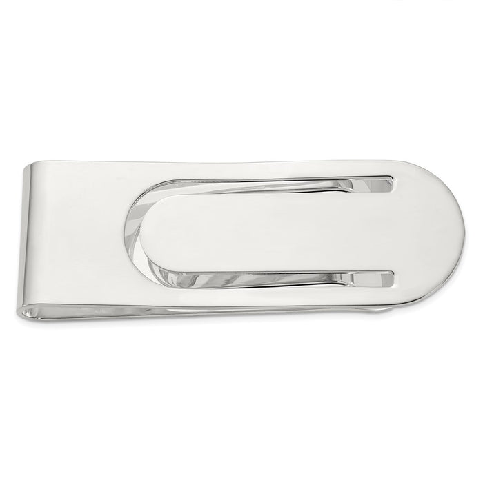 Buy Stylish Polished Rhodium-Plated Sterling Silver Money Clip - 0.85mm Thin Design-1