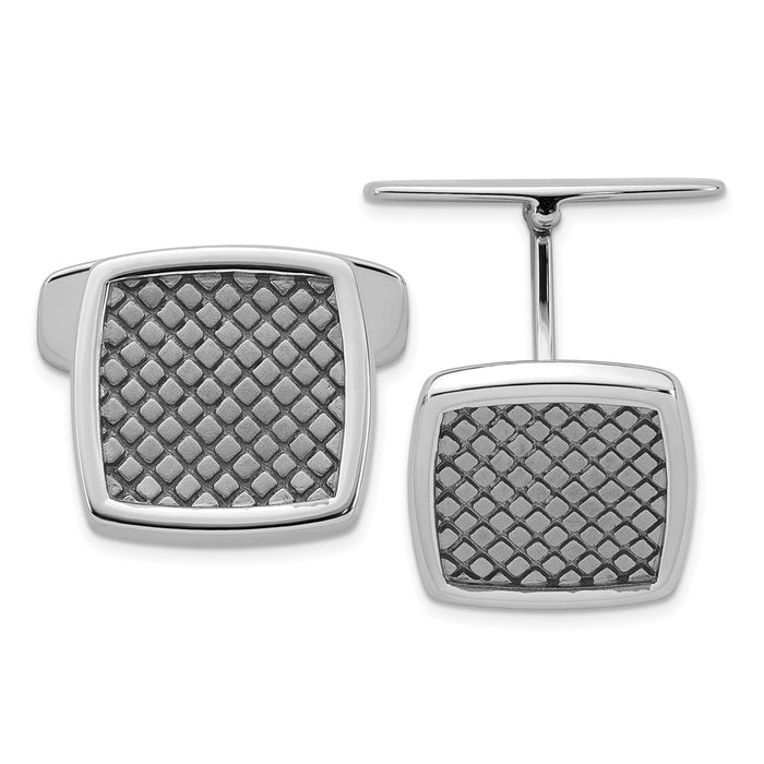 Buy Stylish Rhodium & Ruthenium-Plated Sterling Silver Cuff Links - 8x8mm-1
