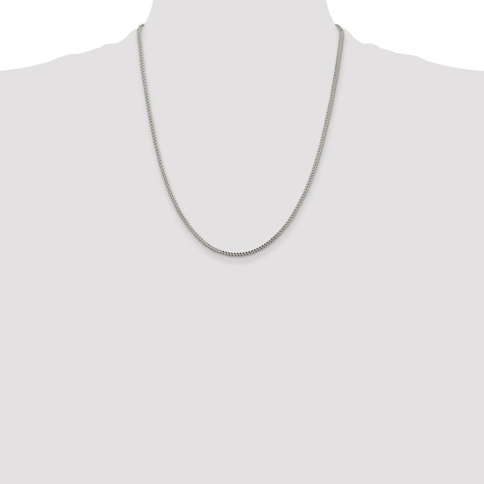 Buy Stylish 2mm Diamond-Cut Square Franco Chain in High-Quality Sterling Silver-4