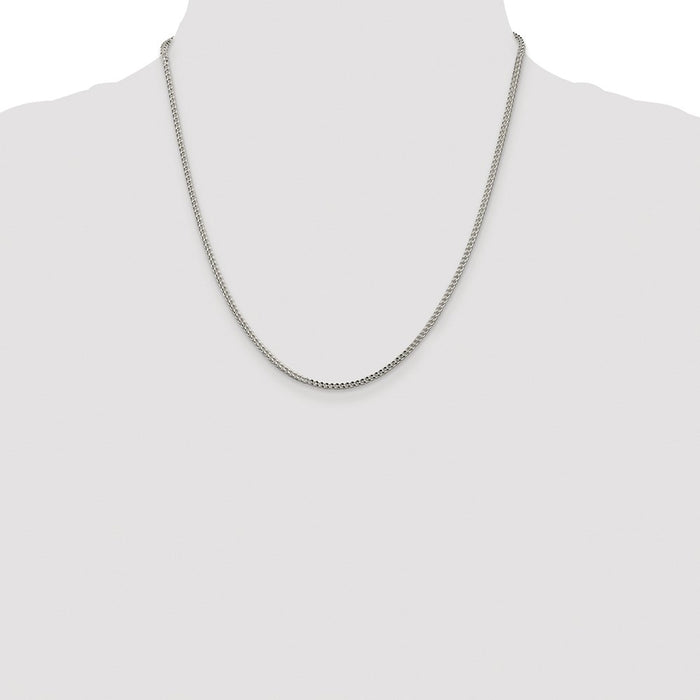 Buy Stylish 2mm Rhodium-Plated Sterling Silver Franco Chain - Luxury Value-4
