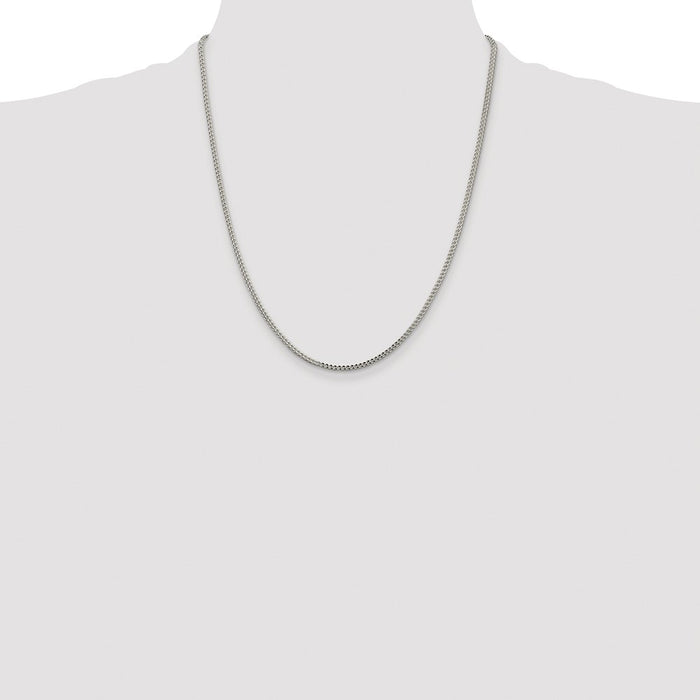Buy Stylish Rhodium-Plated Sterling Silver 2mm Square Franco Chain - Affordable Luxury-4