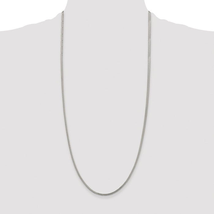 High-Quality Rhodium-Plated 2mm Sterling Silver Square Franco Chain - Stylish Value-4