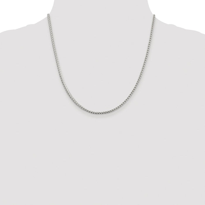 Buy Stylish 2.55mm Rhodium-Plated Sterling Silver Square Franco Chain-4