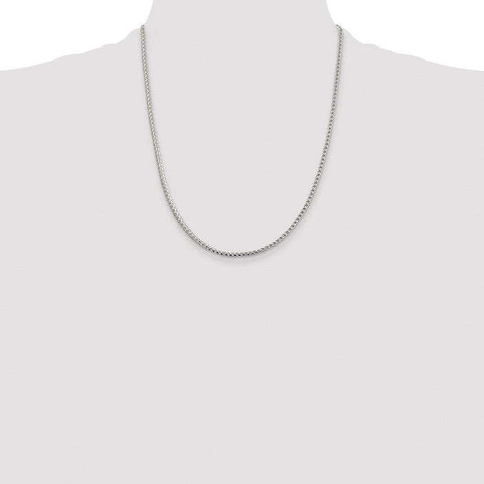 Buy Stylish Rhodium-Plated Sterling Silver 2.55mm Franco Chain - Luxury Look-4