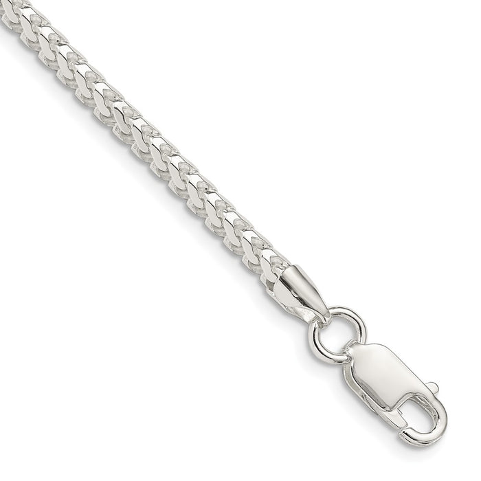 High-Quality 3.1mm Diamond-Cut Square Franco Chain in Sterling Silver - Stylish Value!-1