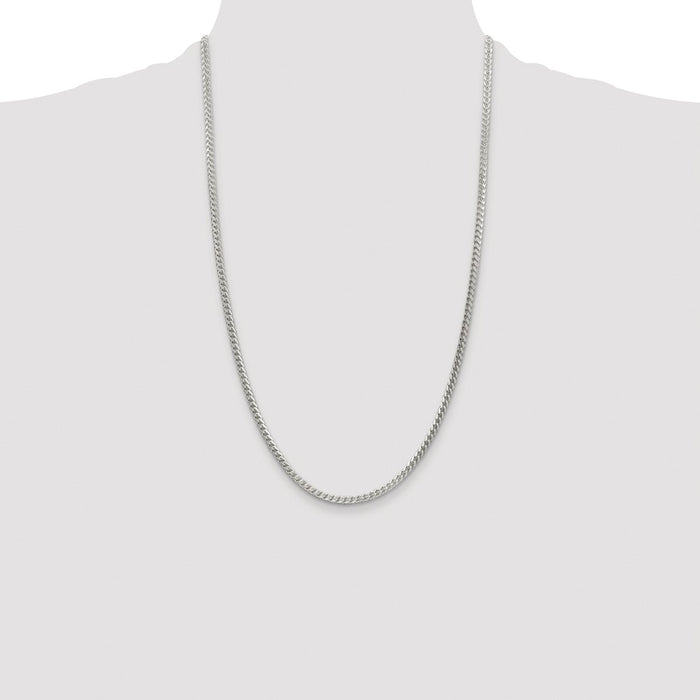 High-Quality Rhodium-Plated Sterling Silver 3.1mm Franco Necklace - Stylish Value!-4