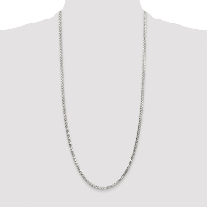 Order Stylish Rhodium-Plated Sterling Silver 3.1mm Franco Chain - Luxury Value-4