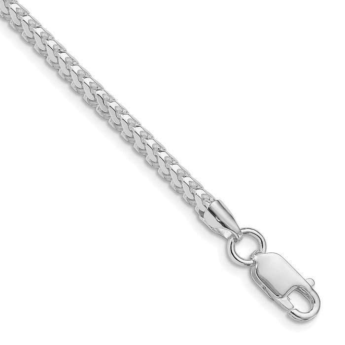 Buy Stylish Rhodium-Plated Sterling Silver 3.1mm D/C Square Franco Chain-1