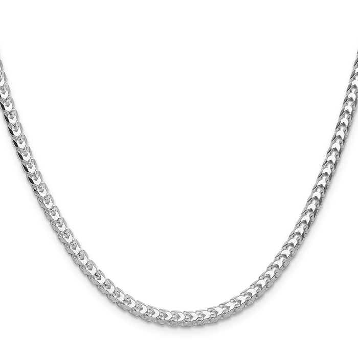 High-Quality 4.0mm Diamond-Cut Square Franco Chain in Sterling Silver - Stylish Value!-2