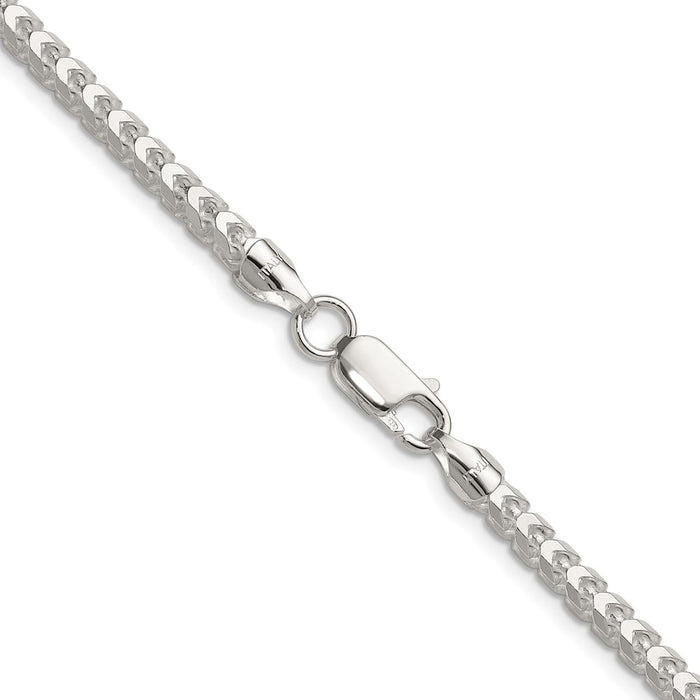 High-Quality 4.0mm Diamond-Cut Square Franco Chain in Sterling Silver - Stylish Value!-3