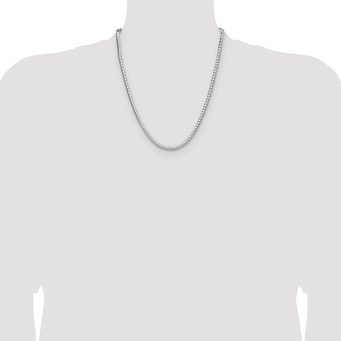 Buy Stylish 4.0mm Diamond-Cut Square Franco Chain in Sterling Silver - Luxury Value!-4