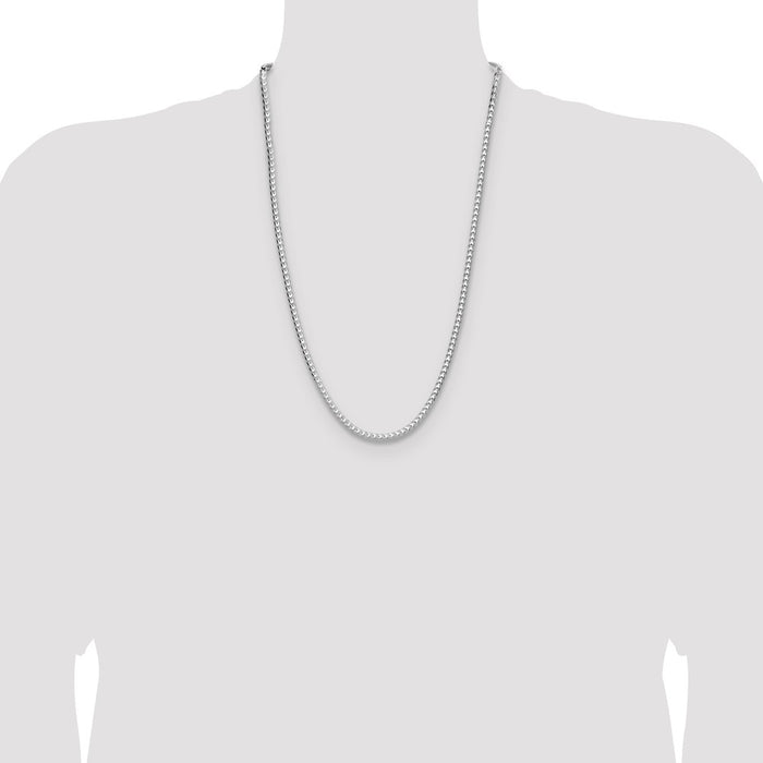 High-Quality 4.0mm Diamond-Cut Square Franco Chain in Sterling Silver - Stylish Value!-4