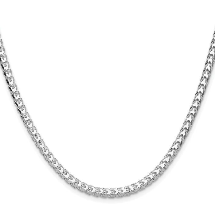 Buy Luxury Rhodium-Plated Sterling Silver 4.0mm D/C Square Franco Chain-2